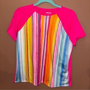 Girls Lands' End Short Sleeve Swim Rash Guard Shirt SZ XL 14-16